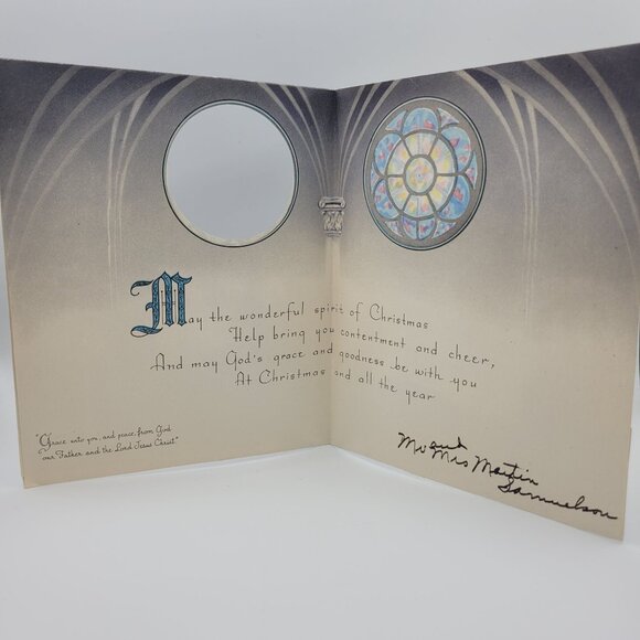 Joyous Christmas Card Choir Design Vintage Cutout Illustration Religious - Picture 5 of 8